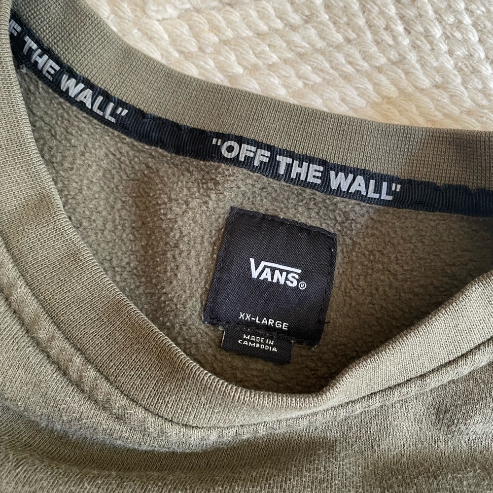 Vans skateboard off the wall fleece crewneck sweatshirt slim XXL olive - Picture 3 of 4